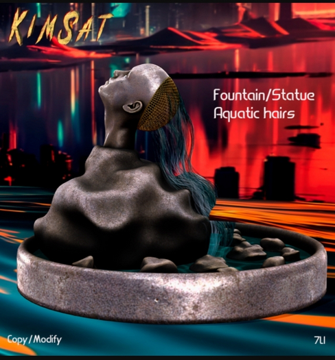 KimSat Box ESTATUA FUENTE  PELOS ACUATICOS ORO 3 OKOK XXIV