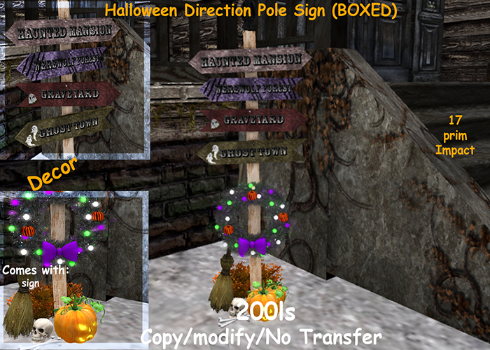 Halloween Direction Pole Sign (BOXED)