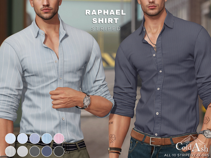 {COLD-ASH} Mens RAPHAEL Shirt UNBUTTONED (Striped Pack)