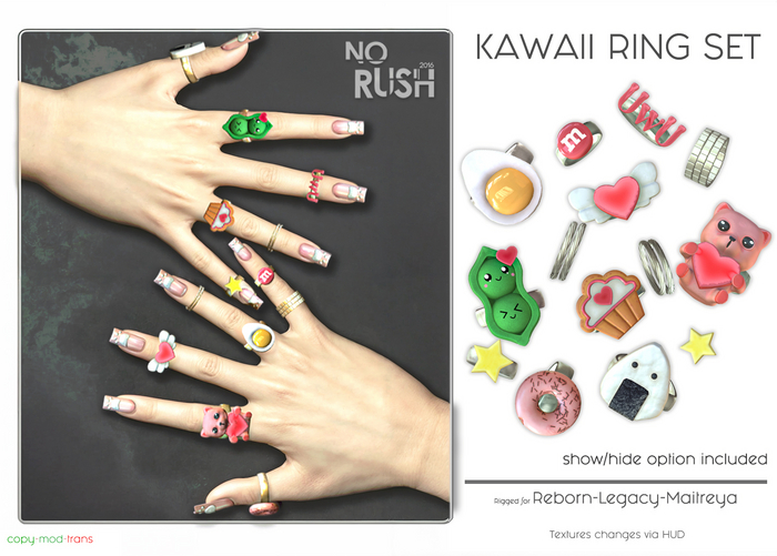 [NORUSH] Kawaii Ring Set  -unpack-