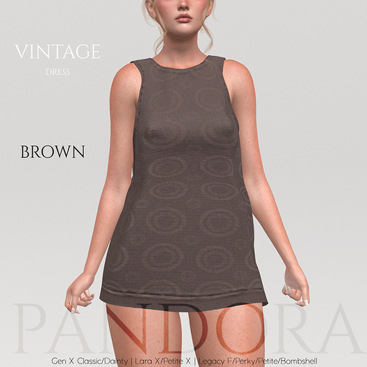 -PANDORA - VINTAGE Dress -  Brown -  v1.1