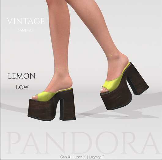 -PANDORA - VINTAGE Sandals - LOW -  Lemon
