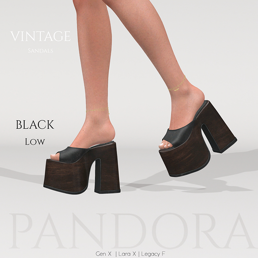 -PANDORA - VINTAGE Sandals - LOW - Black