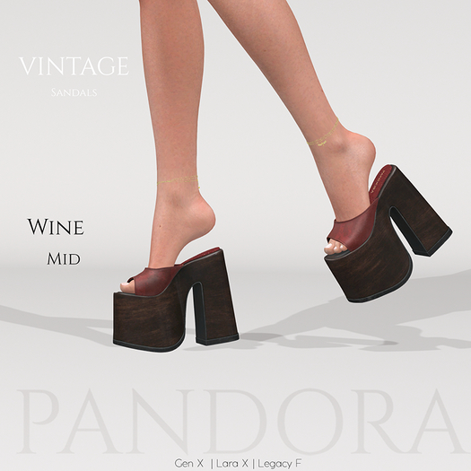-PANDORA - VINTAGE Sandals - MID - Wine
