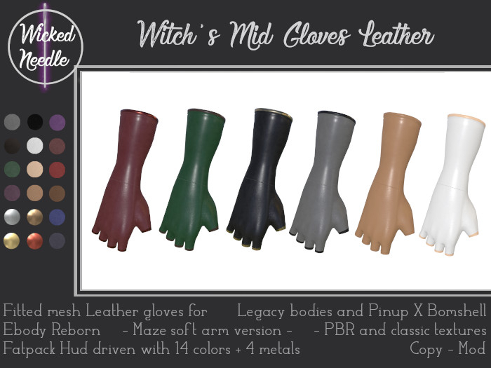 ~W-N~ Witch's mid gloves Leather + PBR