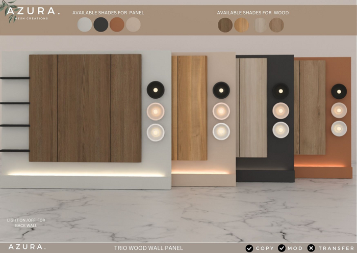AZURA ::: TRIO WOOD WALL PANEL - CHANGE TEXTURE