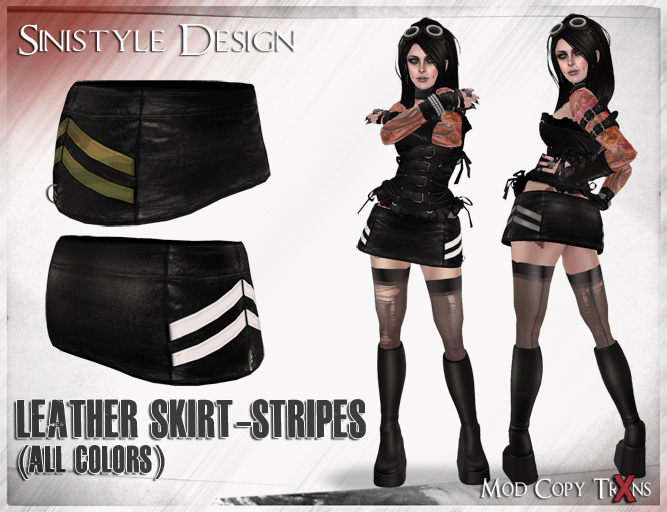 SiniStyle Leather Skirt - Stripes (all colors)