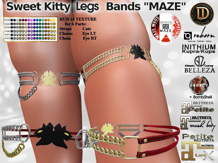 ☾ⅅⅅ☽=‘•..•’= Sweet Kitty Legs Bands MAZE =‘•..•’=