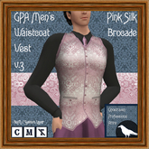 GPA Men's Waistcoat Vest BOM - Pink Silk Brocade Print v.3