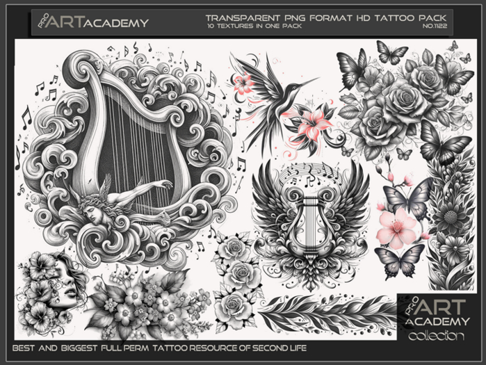 Tato Texture Second Life Marketplace - @PAA - Tattoo Texture Pack 1122