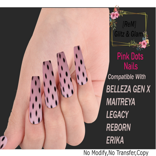 [ReM]  Pink Dots  Nails