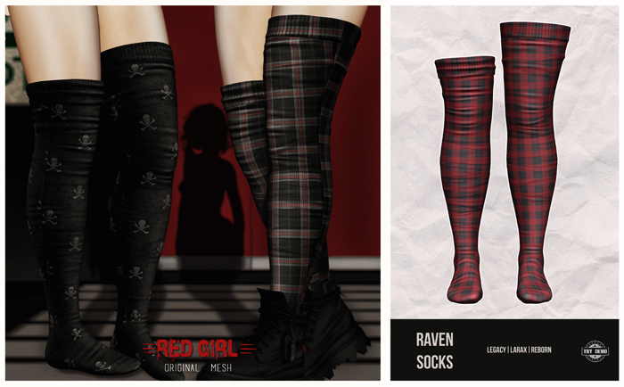 [RED GIRL] Raven Socks PLaid 01 - [addme]