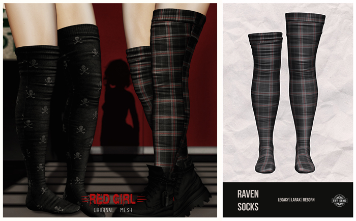 [RED GIRL] Raven Socks PLaid 02 - [addme]