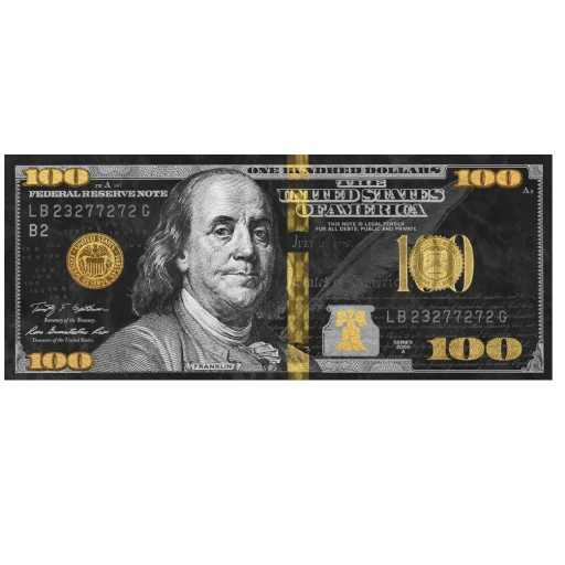 blk/gold hunnids wall art