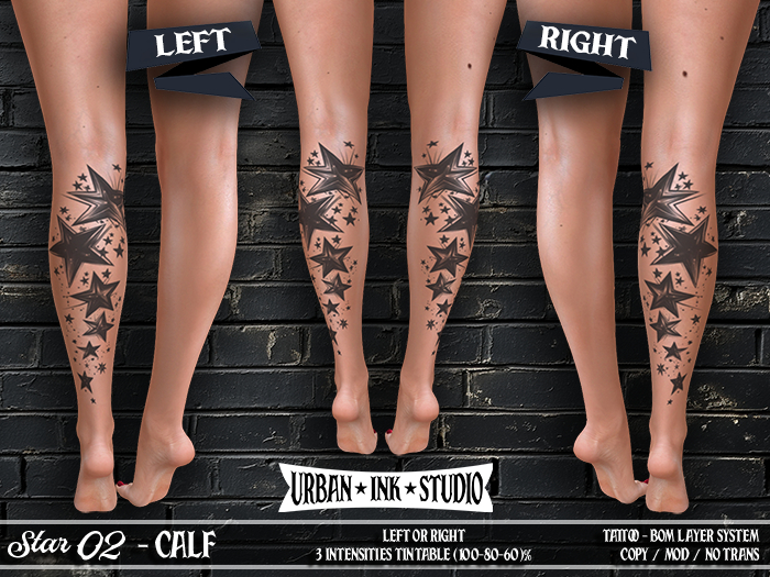 ..:UIS:.. Calf Tattoo - Star 02 BW