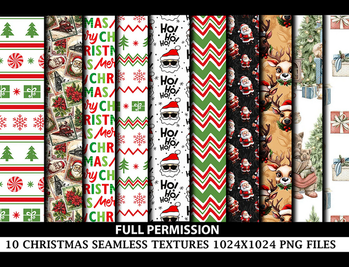 (SP) - FULL PERMISSION CHRISTMAS TEXTURES - 10 SEAMLESS PNG-PACK-2