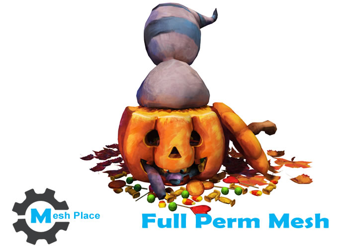 Mesh Place - Halloween Pumpkin and Raccoon
