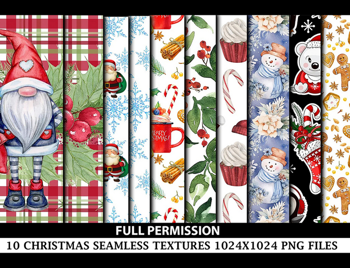 (SP) - FULL PERMISSION CHRISTMAS TEXTURES - 10 SEAMLESS PNG-PACK-4