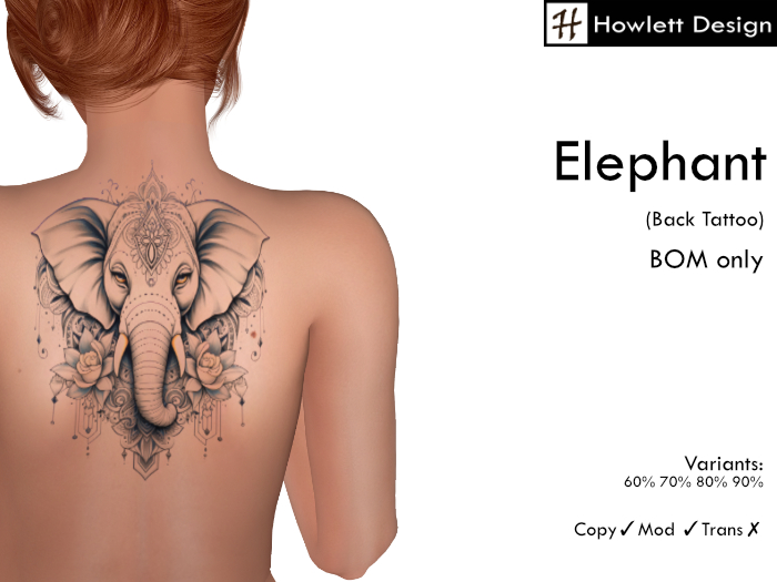 [HDesign] Elephant (Back Tattoo)