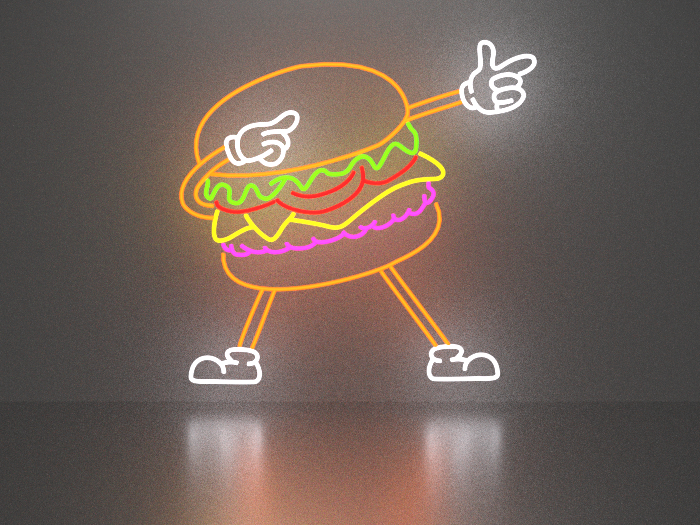 Burger 2 neon sign Full Permission