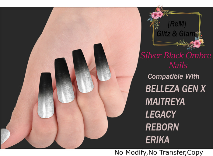 [ReM]Silver Ombre Nails