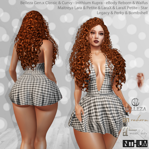Ginger Gingham Dress Black: Belleza Gen.X - Inithium Kupra - eBody Reborn & Waifu - Maitreya LaraX - Legacy Perky Bombsh