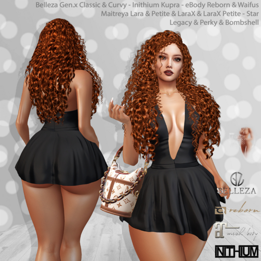 Ginger Dress Black: Belleza Gen.X - Inithium Kupra - eBody Reborn & Waifu - Maitreya LaraX - Legacy Perky Bombshell