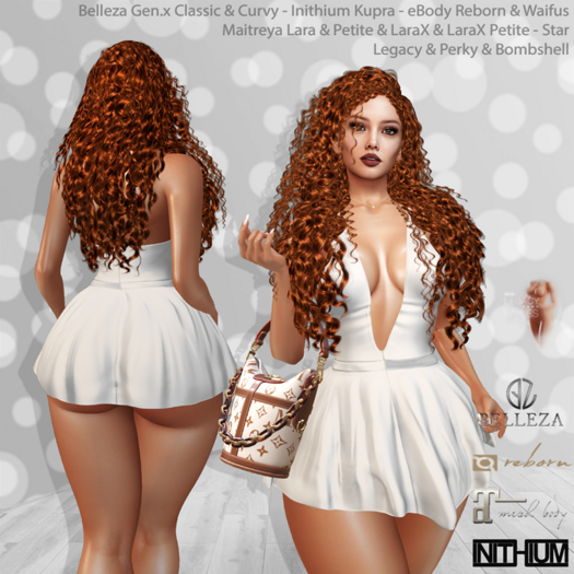 Ginger Dress White: Belleza Gen.X - Inithium Kupra - eBody Reborn & Waifu - Maitreya LaraX - Legacy Perky Bombshell