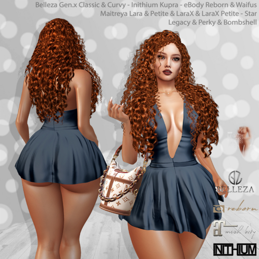 Ginger Dress Blue: Belleza Gen.X - Inithium Kupra - eBody Reborn & Waifu - Maitreya LaraX - Legacy Perky Bombshell