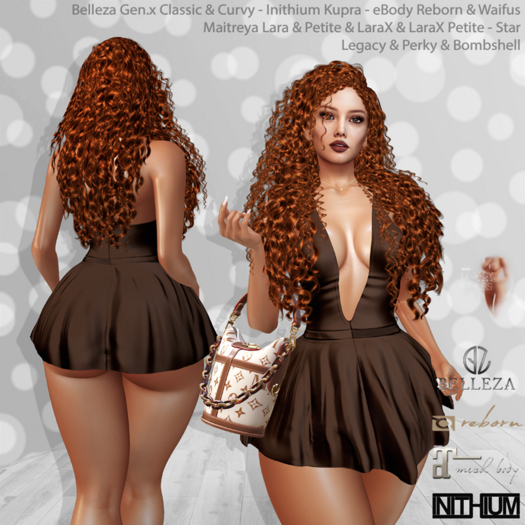 Ginger Dress Brown: Belleza Gen.X - Inithium Kupra - eBody Reborn & Waifu - Maitreya LaraX - Legacy Perky Bombshell