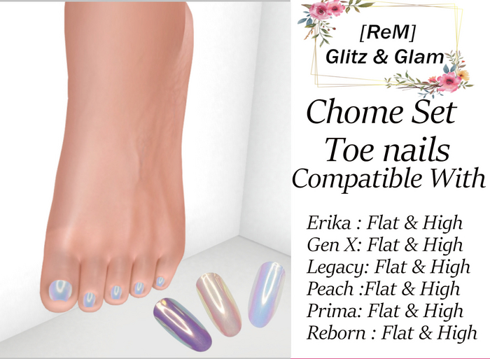 [ReM] Pink Chrome Toenails