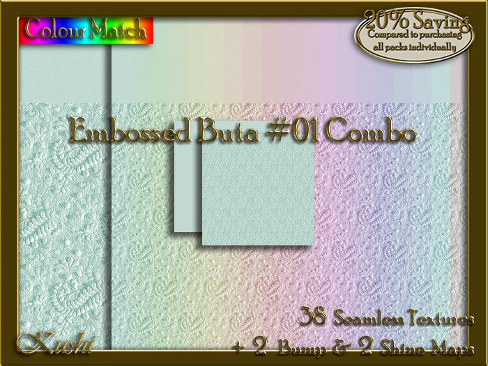 Second Life Marketplace - Embossed Buta #01 COMBO Seamless Texture Bundle