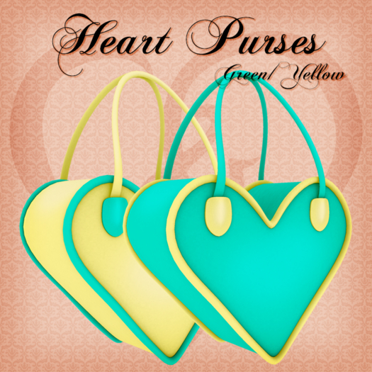 Heart Purse - Green/Yellow