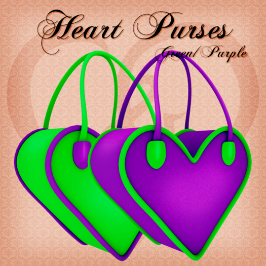 Heart Purse - Green/Purple