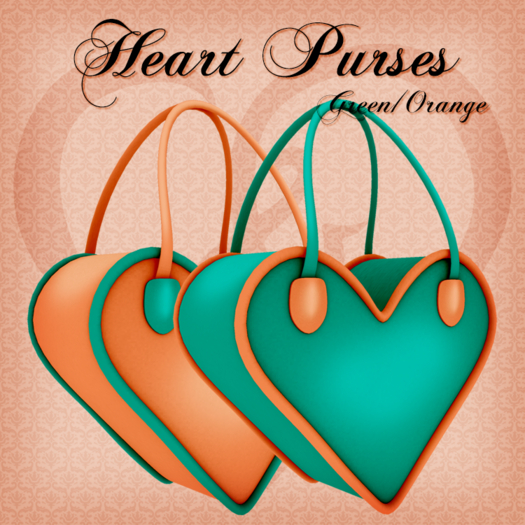 Heart Purse - Green/Orange
