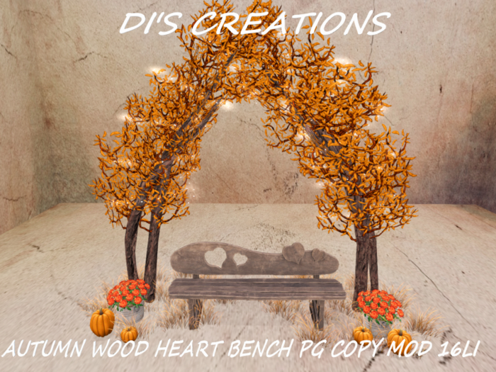 AUTUMN WOOD HEART BENCH PG