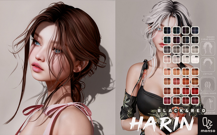 [monso] Harin Hair /Black & Red