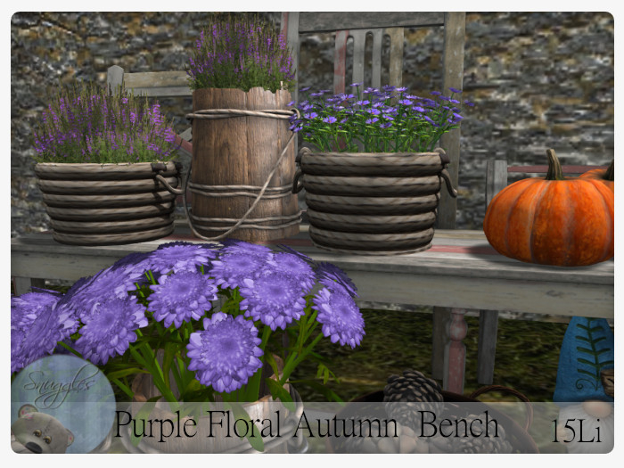 Purple Floral Autumn  Bench By Snuggles 