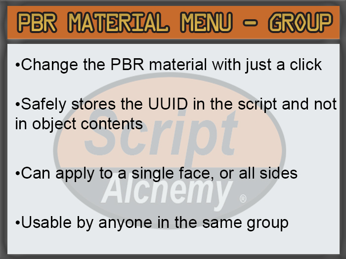 Script Alchemy - PBR Material Changer menu - group only