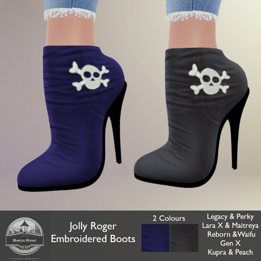 Mostyn St - Jolly Roger Embroidered Boots