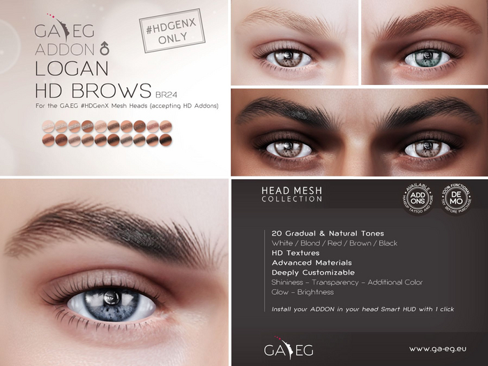 [GA.EG] Mesh Heads Addon - BR24 Logan HD Brows
