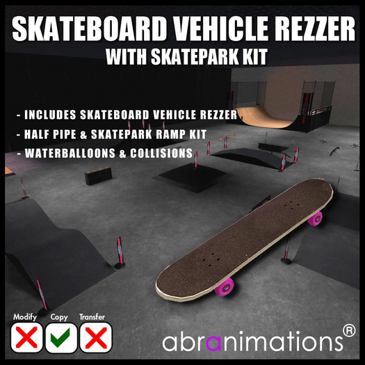 * Skateboard Vehicle With Rezzer & Skate park Kit *
