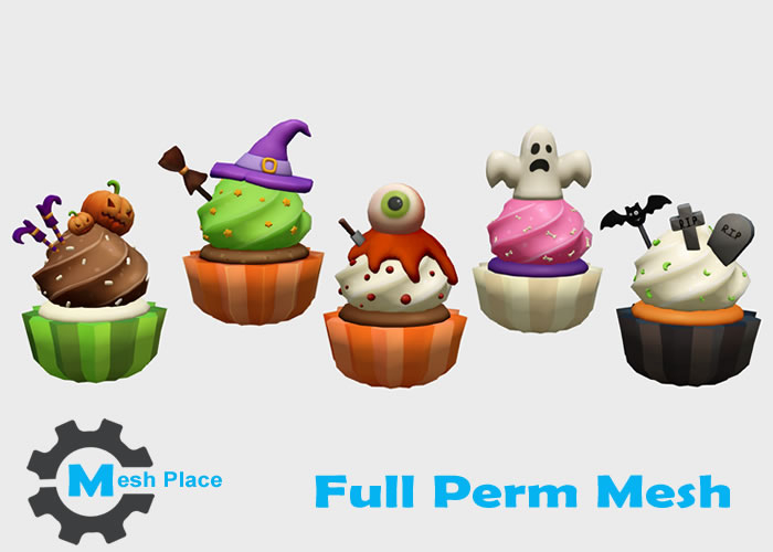 Mesh Place - Halloween Cupcakes  Full Perm Mesh (unpack)