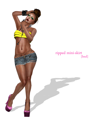 Jeans Mini Skirt Ripped BND 