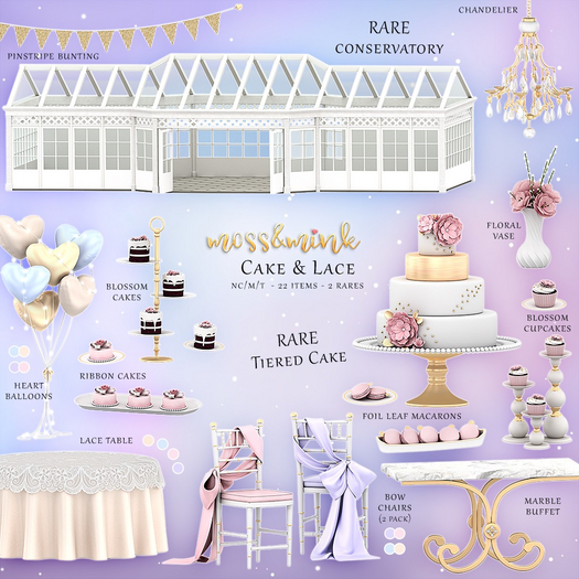 {moss&mink} Cake & Lace - Heart balloons (Blue/cream)
