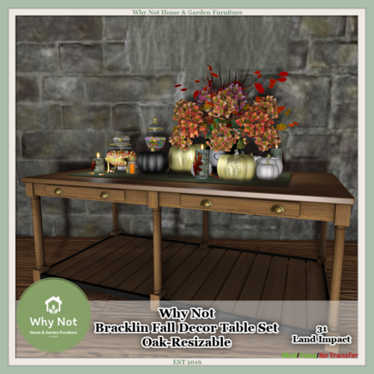 Why Not - Bracklin Fall Decor Table Set Oak-Boxed