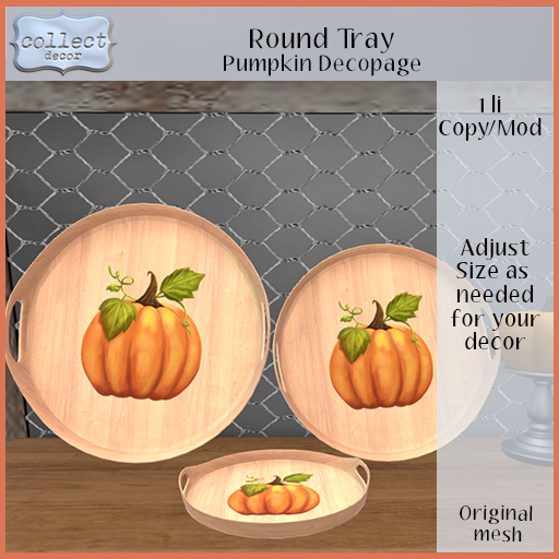 Round Tray - Pumpkin Decoupage - { collect }