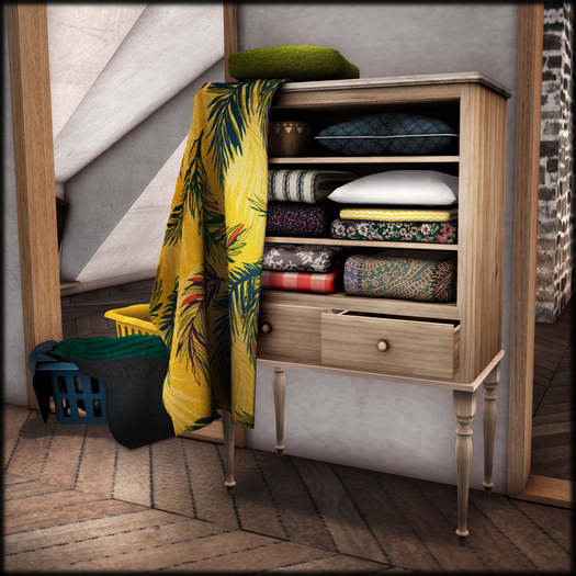 Fresh Linens Cabinet & Basket Set 