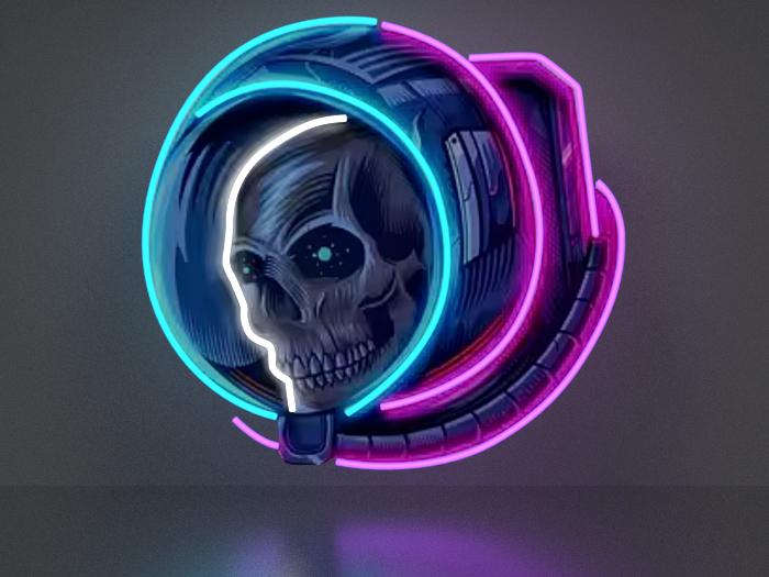 Skull in spacesuit NEON Picture Full Permission