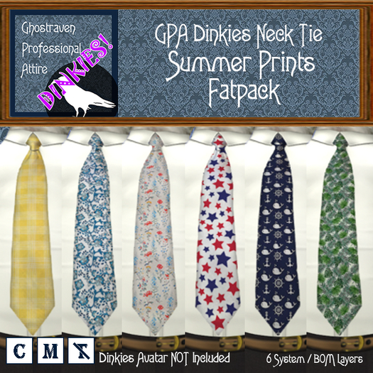 GPA Dinkies Neck Tie BOM - Fatpack Summer Prints